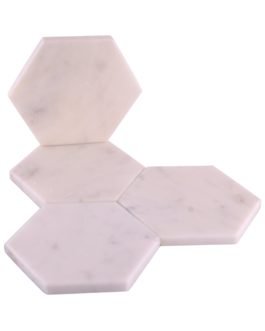 Hexagon White Marble Coasters