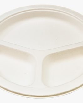 Compostable Bagasse Round Compartment Plate