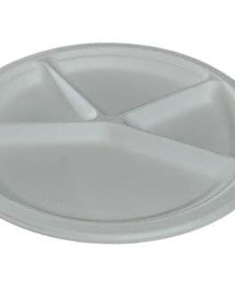 Compostable Bagasse Round Compartment Plate