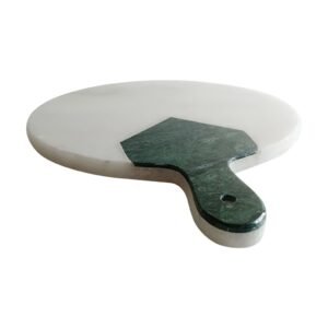White Marble With Green Marble Inlay Chopping Board